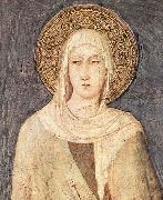 Simone Martini detail depicting Saint Clare of Assisi from a fresco  in the Lower basilica of San Francesco oil painting